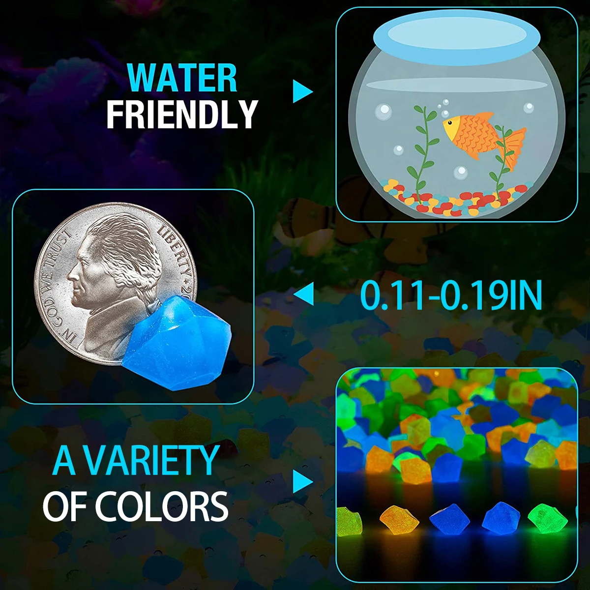 25g Glow in The Dark Gravel Stones Luminous Sand Pebble Stones DIY Aquarium Fish Rocks Garden Lawn Yard Micro Landscape