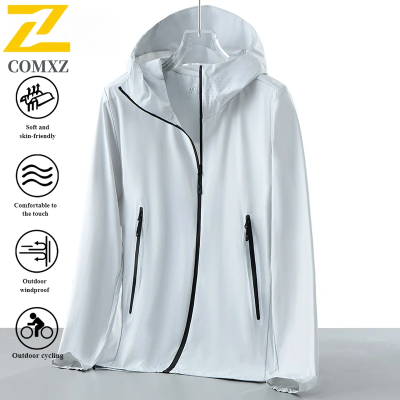 Men's UV Protection Skin Jacket Coat Ultra-Light UPF100+ Ice Silk Quick-Dry Breathable Hoodie for Extreme Outdoor Sports  Travel