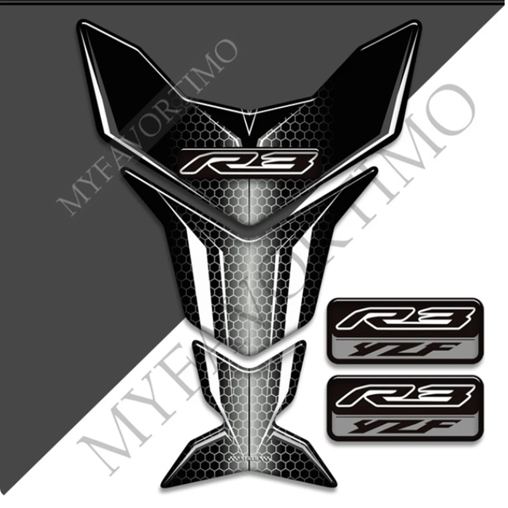 

Stickers Emblem Logo Tank Pad Decals Fuel Protector Motorcycle Gas Knee Kit Fairing For YAMAHA YZF R3 YZF-R3