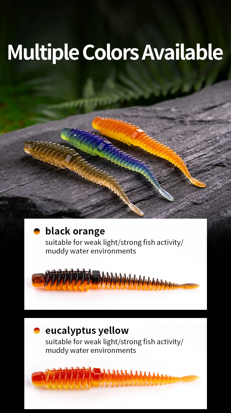 LINNHUE 10pcs/Pack Floating Fishing Needletail Baits 75mm 85mm Worm Soft Lures Reverse Thread Silicone Baits Wobblers Carp
