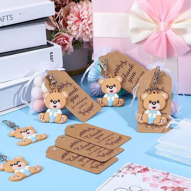 Portachiavi Apribottiglie A Forma Di Impronta Baby - Set 30 Pezzi Per Bomboniere Baby Shower, Argento - Foto 2