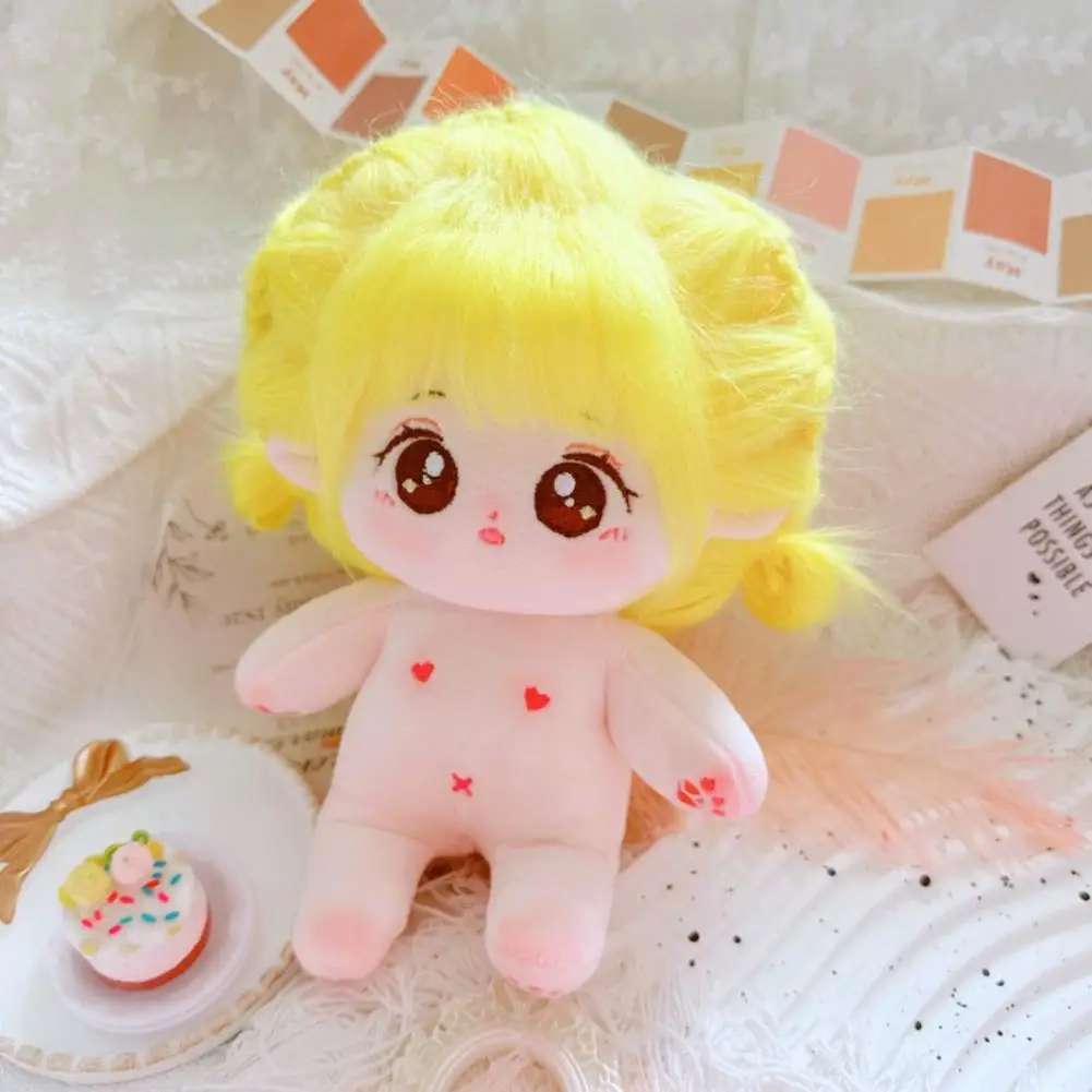 

20CM Naked Cotton Doll Toy Fluffy Yellow Hair Big Eyes Cute Anime Girl Doll Plushies Pretend Toy No Attribute Unfinished Cotton
