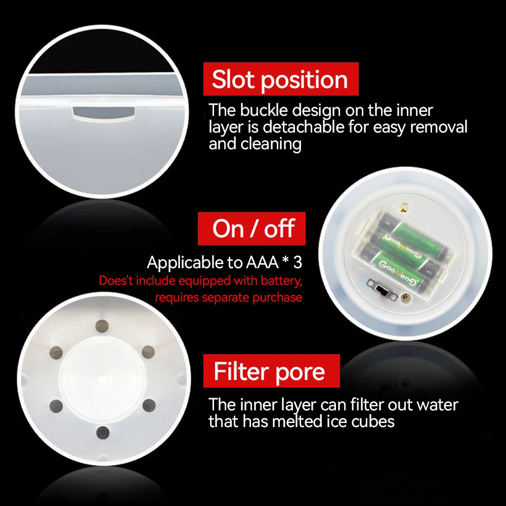 LED Ice Bucket 3.5L Colorful Cooler Bucket Double Layer Square Ice Tray Bar Nightclub Light Up Champagne Whiskey Beer ice bucket