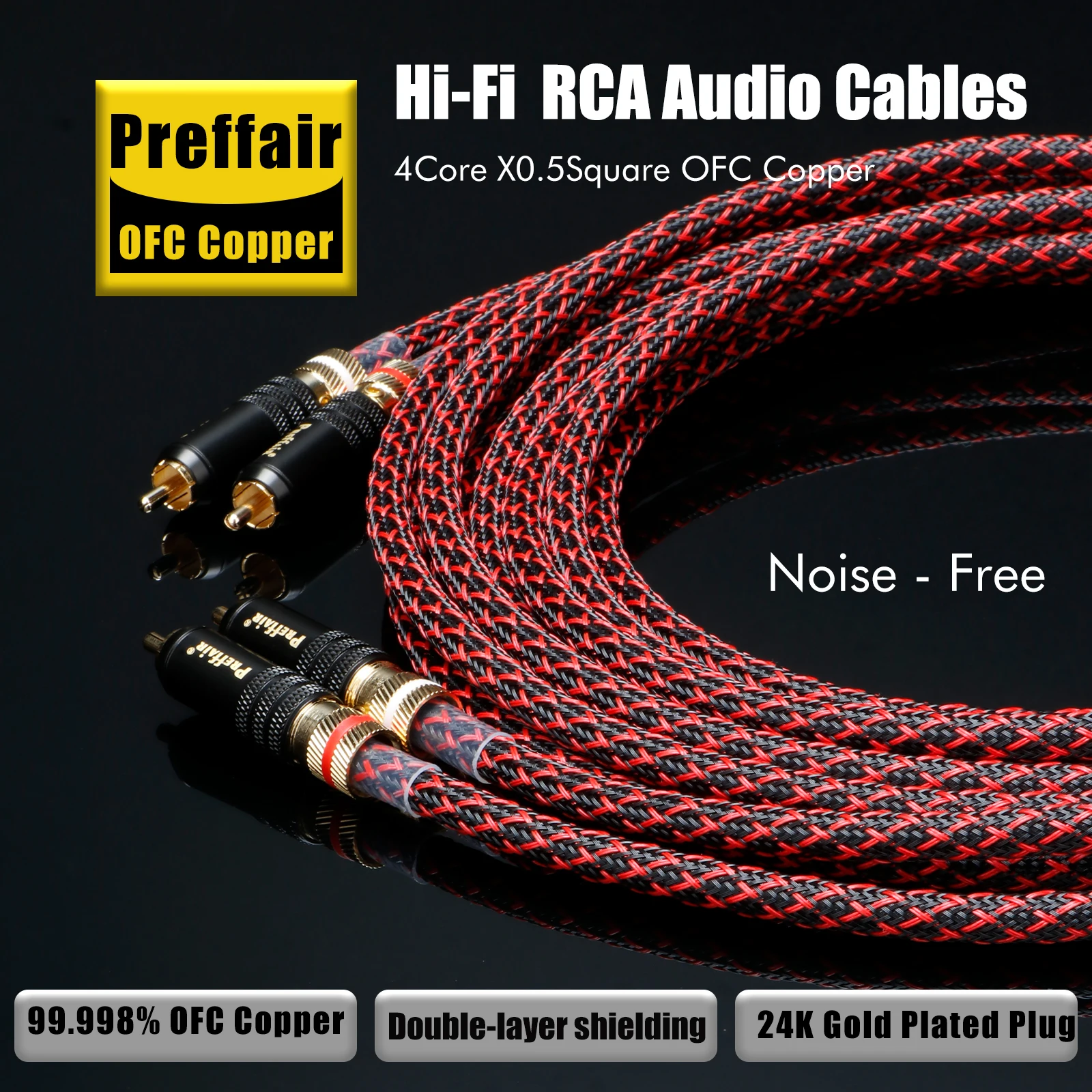 Paar L4E6S 99,998% OFC Kupfer Audiokabel mit vergoldeten RCA-zu-RCA-Anschlüssen