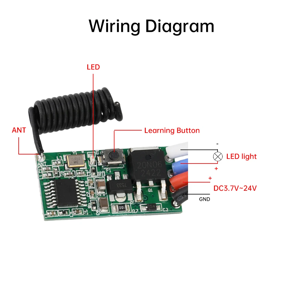 RF Wireless Module DC 3V-24V Wide Voltage Universal RF Module Miniature Wireless Transmitter-Receiver Module 433MHZ Transmitter LED Remote Control