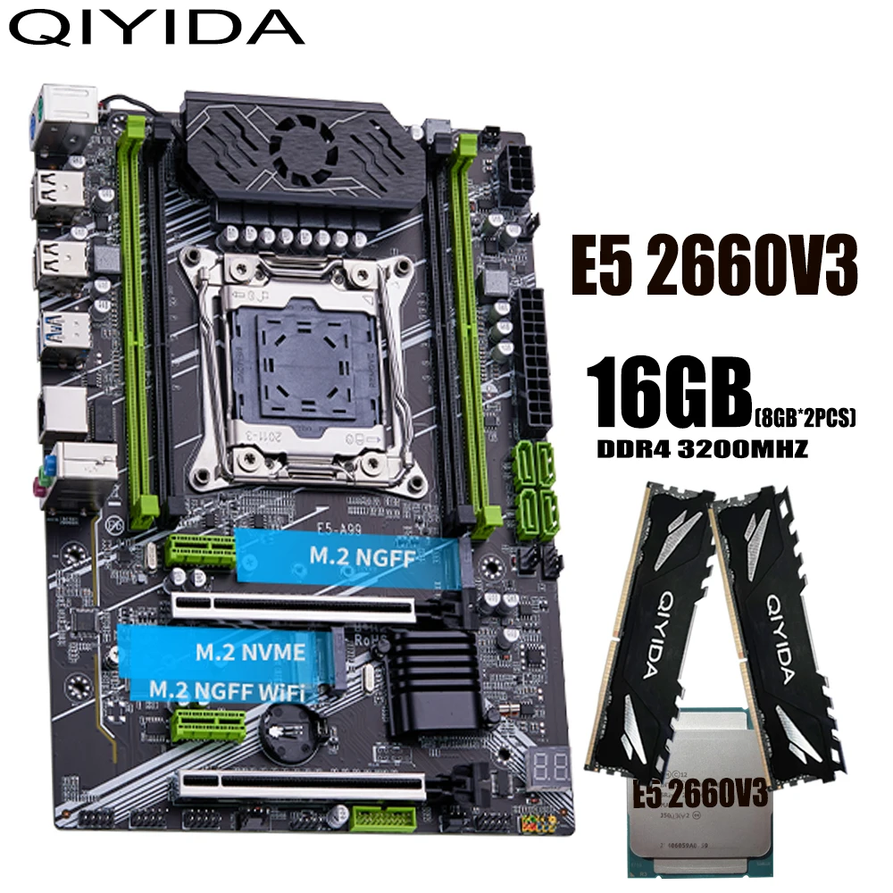 QIYIDA-X99-Motherboard-Set-Kit-Xeon-LGA2011-3-E5-2660-V3-2pcs-8gb-16GB ...