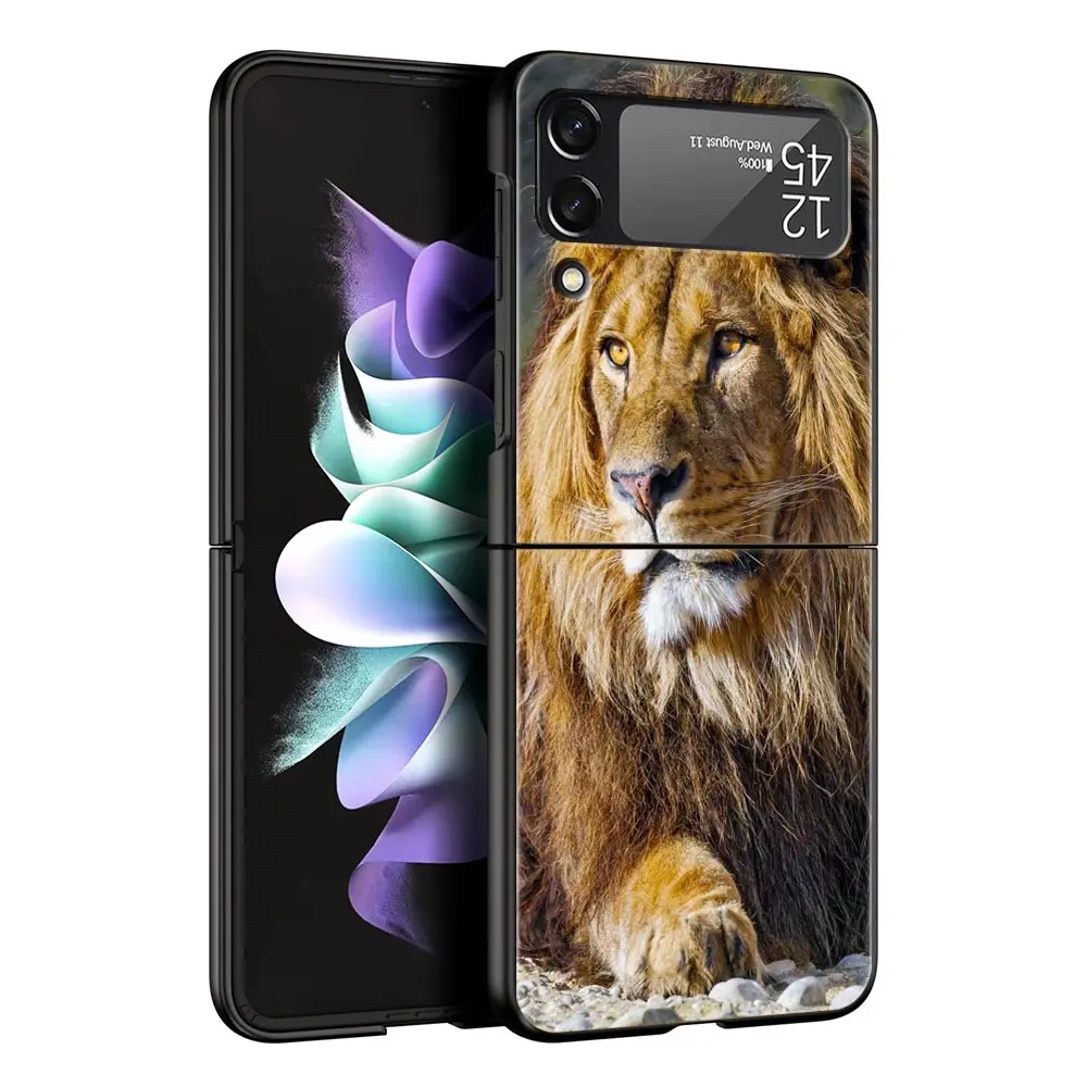 Exotic Tiger & Lion Leopard Pattern Folding Phone Case - Hard Protective Bumper Cover