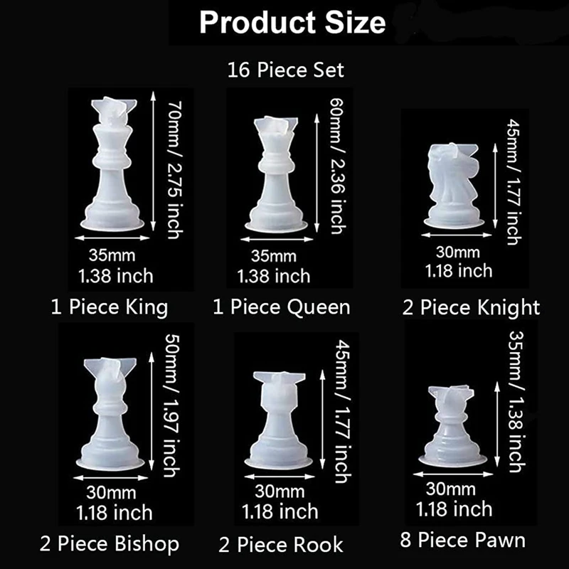 Chess Mold for Resin Silicone Chess Resin Mold Crystal Epoxy Casting Molds for DIY Crafts Making Birthday Gift