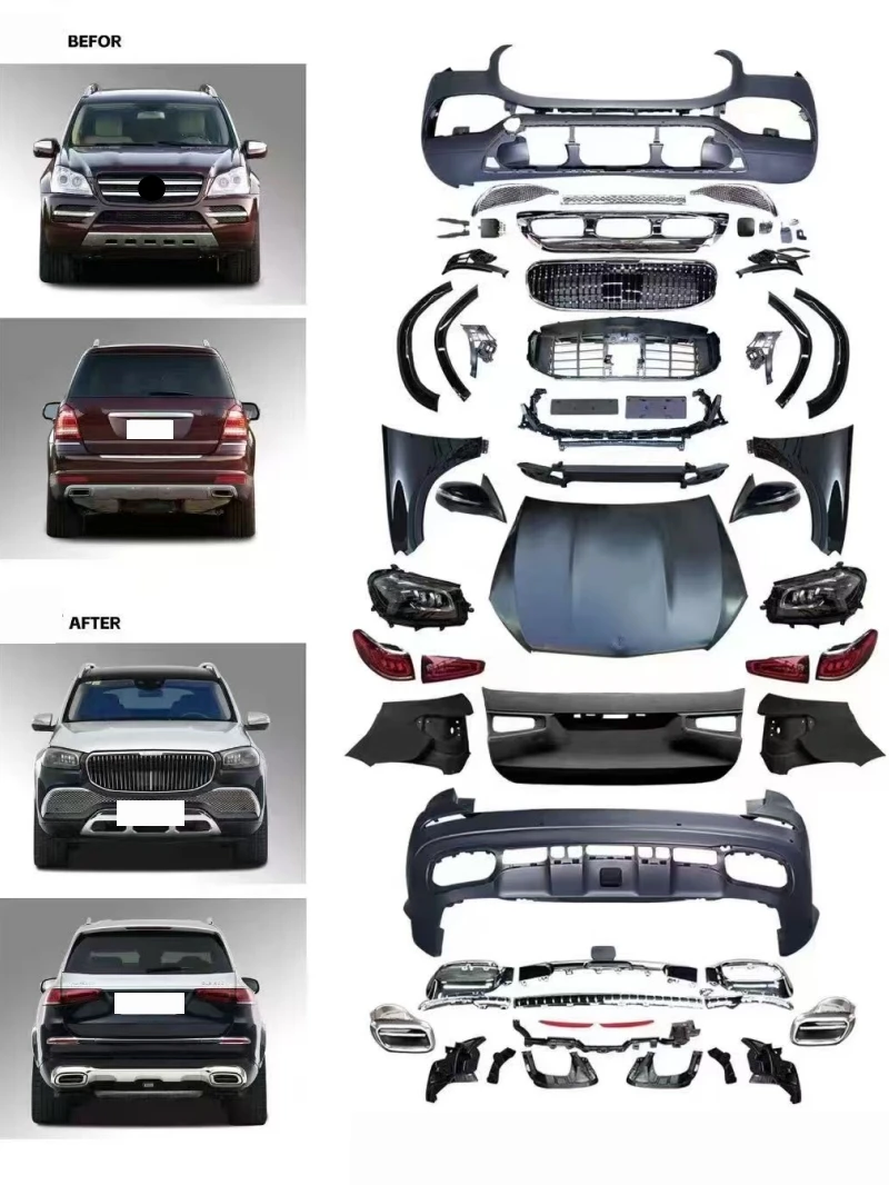 Car Body Kit for Mercedes Benz GL X164 Upgraded to GLS X167 Style Front Rear Bumper Engine Hood Headlight Taillight Fender