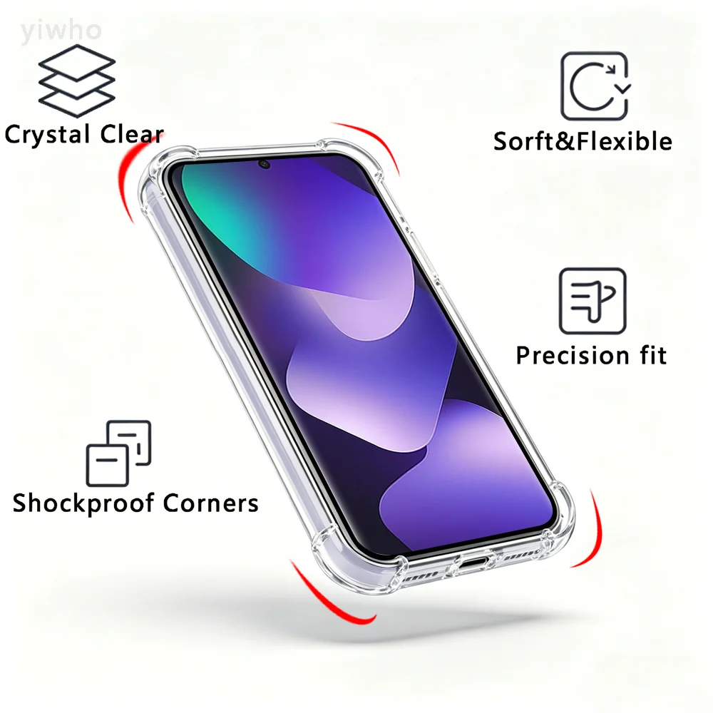 Transparent Shockproof Clear Phone Case - Durable, Crystal Clear Back Cover