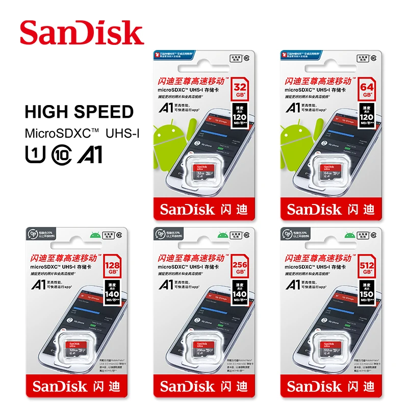SanDisk100 % A1SDSQUNC ޸ ī, ũ SD ī, Ŭ 10 UHS-1T ÷ ī, 16GB, 32GB, 64GB, 128GB 
