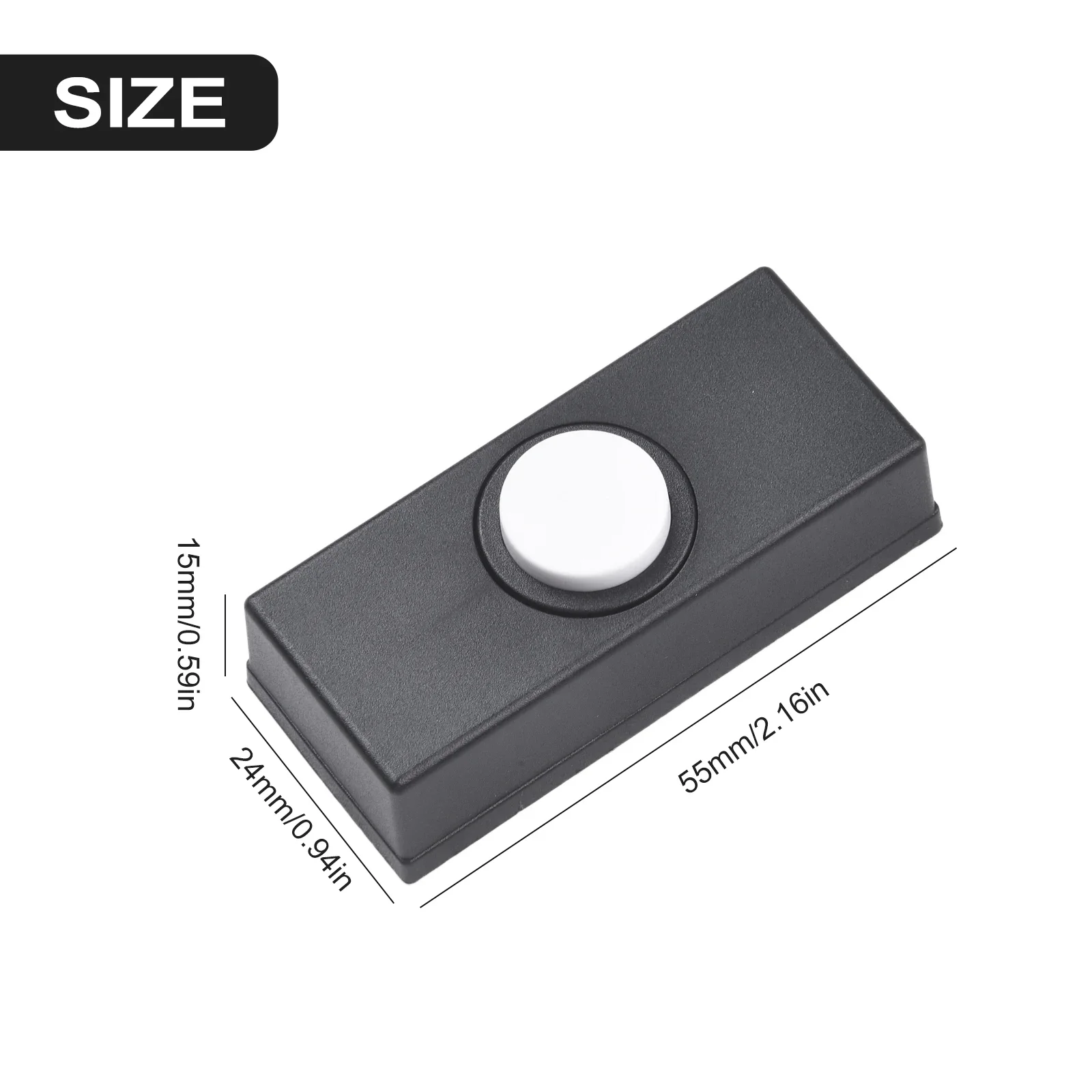 Door Bell Chime Black Door Bell Home Entry Office Entry Sturdy Materials 5.5*2.4*1.5 Cm ABS Material Convenient Replacement