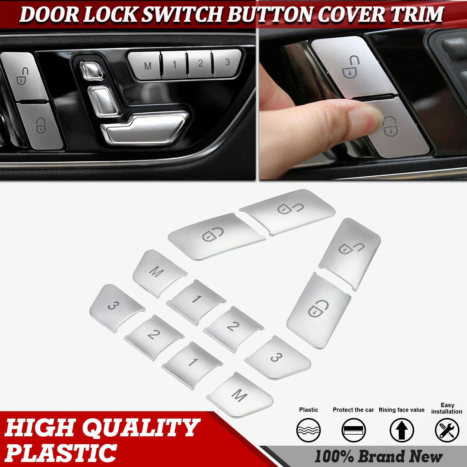 12pcs Interior Door Lock Seat Switch Button Control Cover Decoration