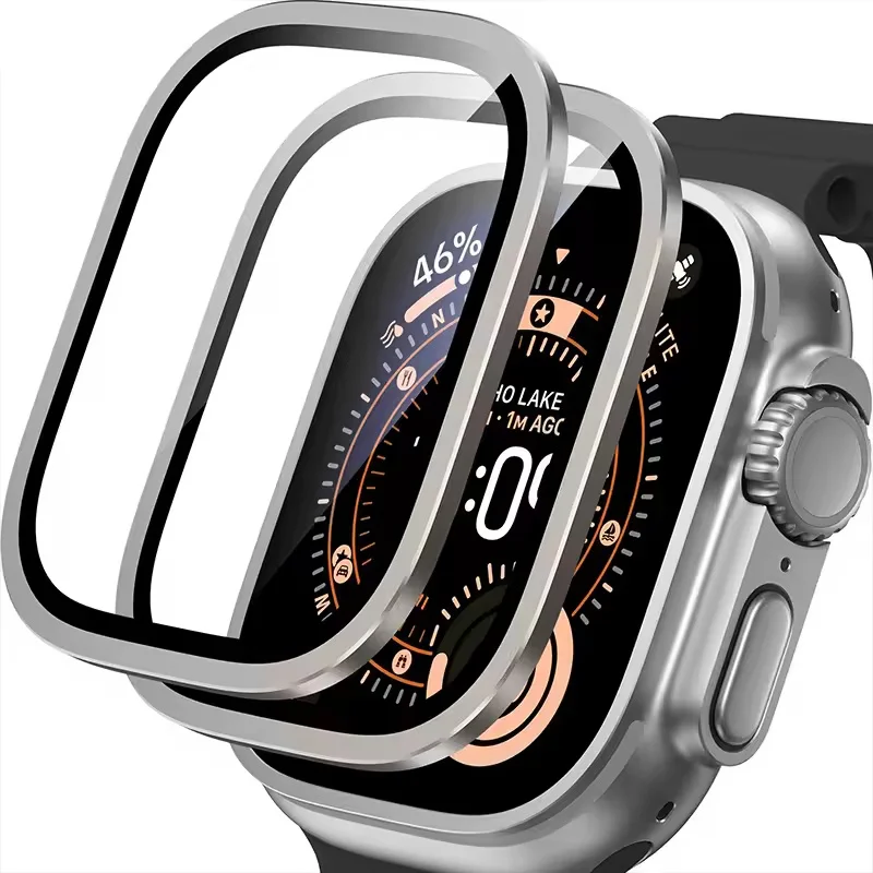Premium Tempered Glass Screen Protector with Aluminum Frame for Smartwatches - Military-Grade Protection
