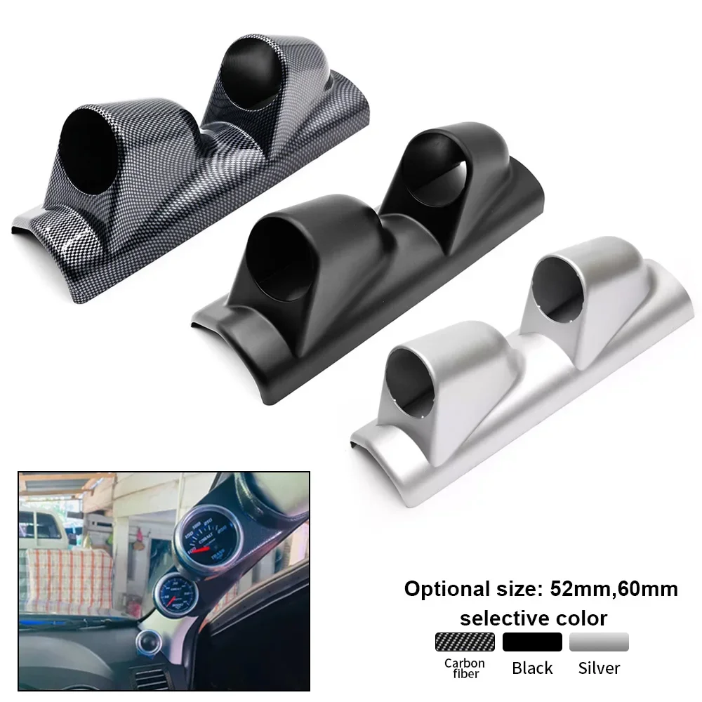 52mm 60mm Universal Car 2 Hole Left/Right Hand Auto Dual Holes A-Pillar Holes Double Hose Guage Holder Pod Modified Instrument car meters holder