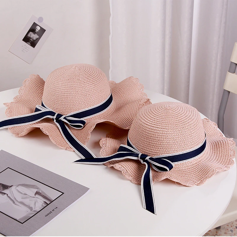 Summer Parent-Child Bucket Cap Sun Straw Hat Women's Flower Wreath Girls Outdoor Beach Travel Sunshade Straw Hat Women Cap beach hat women sun hat