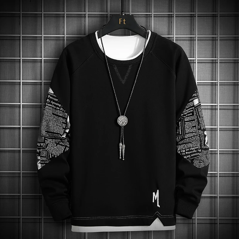 Crewneck Sweatshirt Men 2025 Patchwork Oversized Japanese