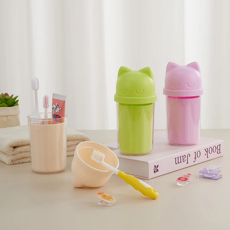 Portable Cat Shape Toothbrush Cup For Travel And Business Trips_voghion.com