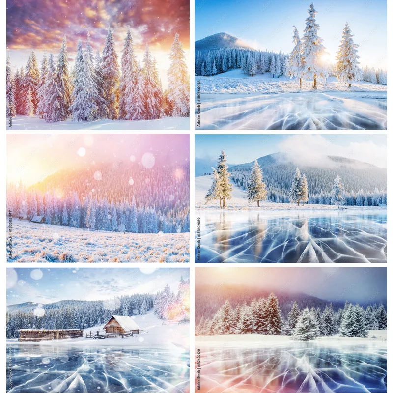 

SHENGYONGBAO Winter Scenery Photography Background Forest Snowflake Landscape Photo Backdrops Studio Props DJXJ-02