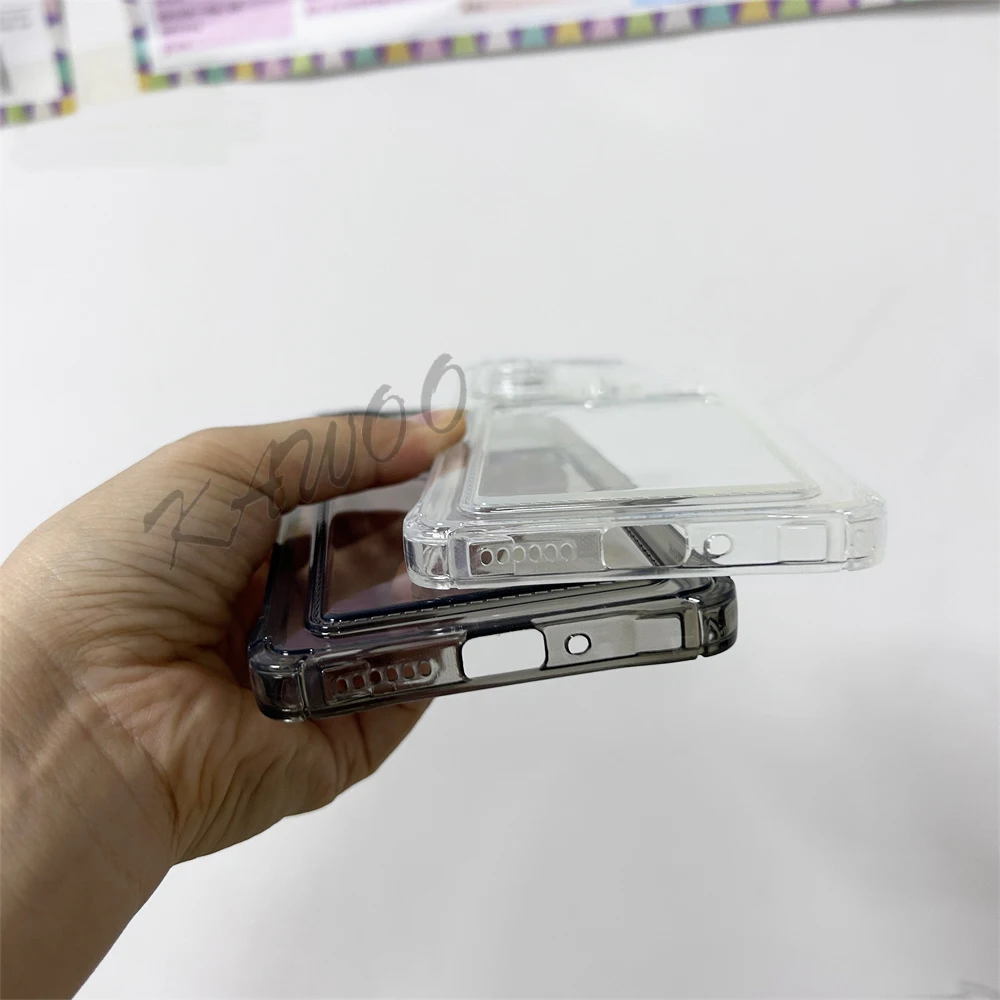 Transparent Card Slot Holder Wallet Slim Soft TPU Case Cover