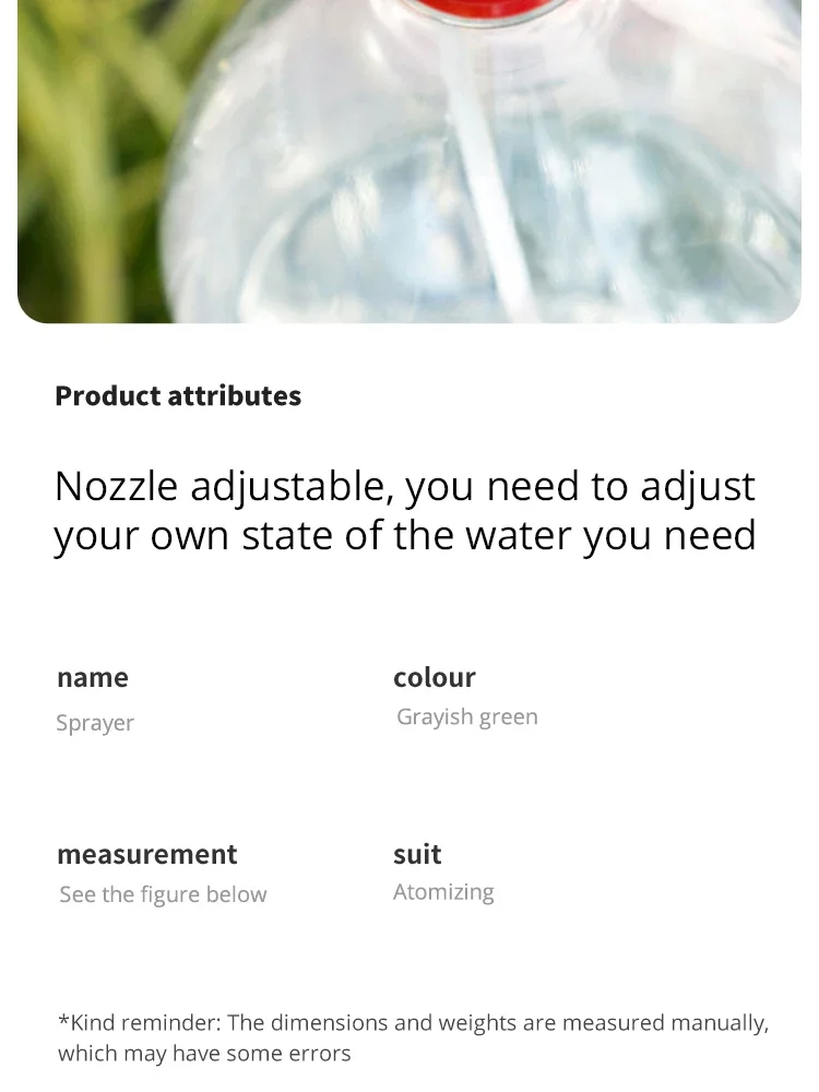 High Pressure Manual Watering Can - Adjustable Spray Bottle for Gardening
