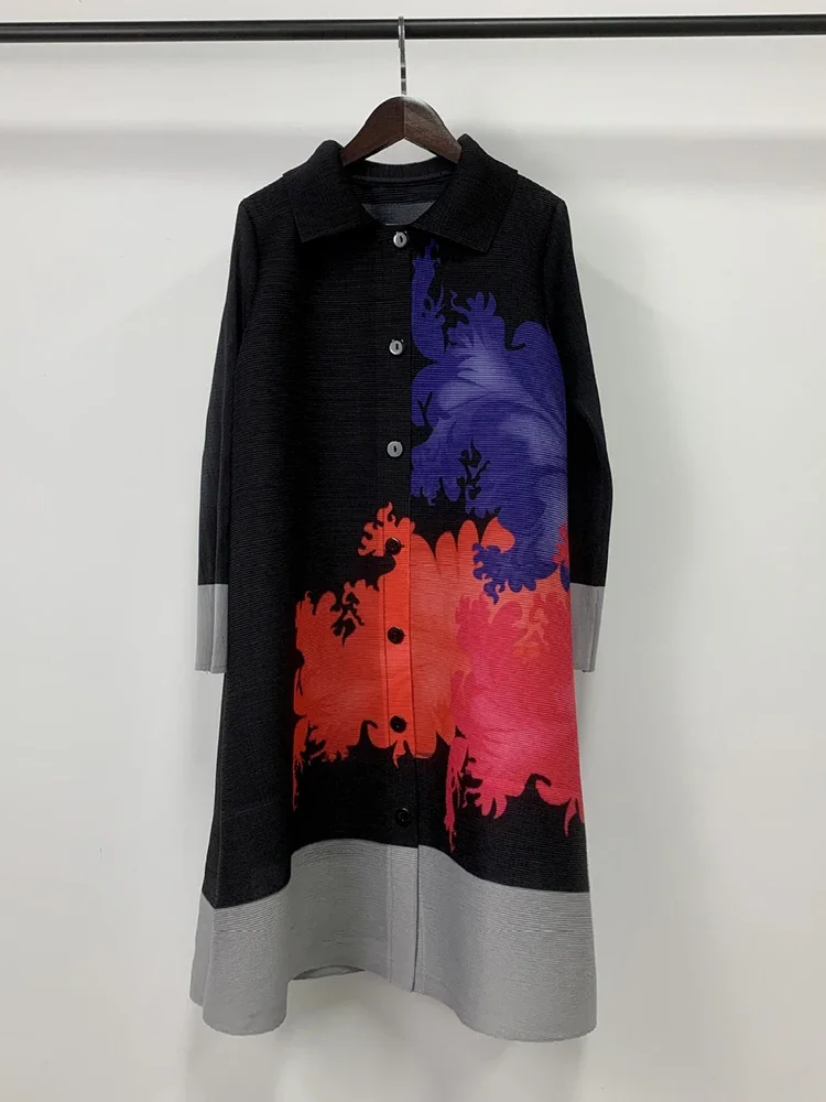 

Платье LANMREM женское Плиссированное с принтом, однобортное, с отложным воротником и длинным рукавом, одежда для женщин, лето 2024