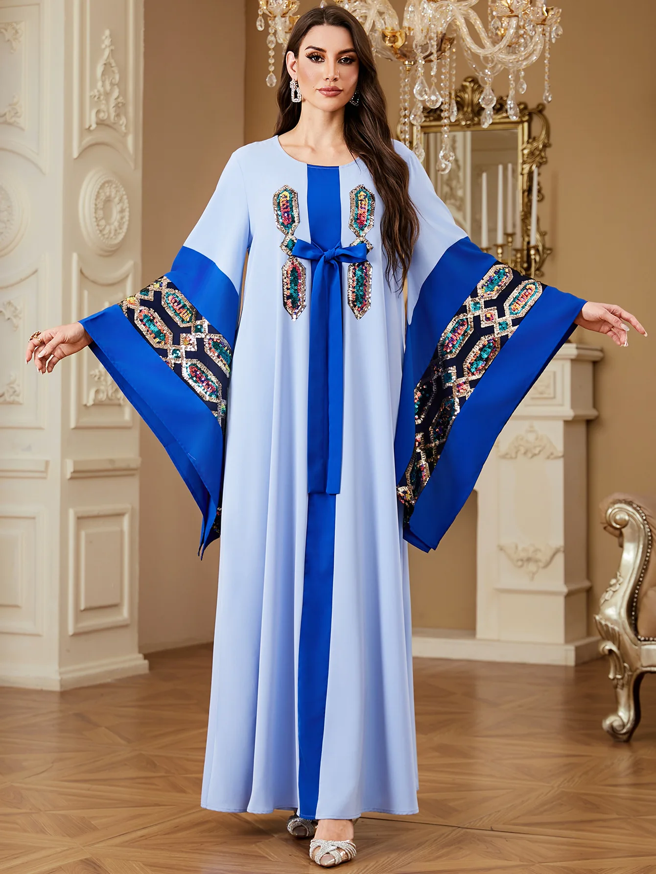 عيد مبارك المرأة المسلمة التطريز الترتر القوس فستا...