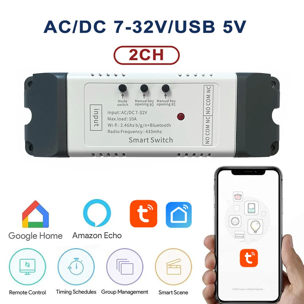 Smart Home WiFi Motor Control Relay – Dual Channel Module for Voice-Controlled Automation