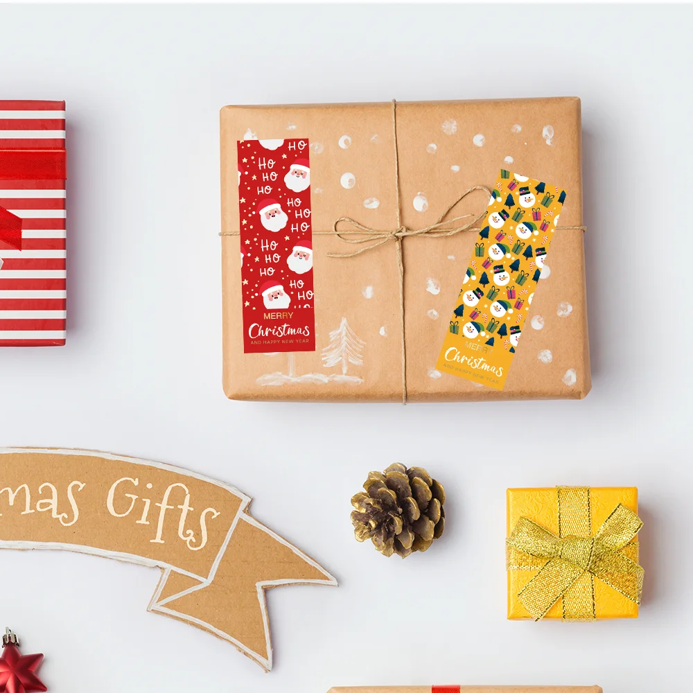 36-108Pcs Merry Christmas Rectangle Seal Stickers Labels Santa Claus Gift Package Stickers Labels Wrapping Gift Box Label Tags