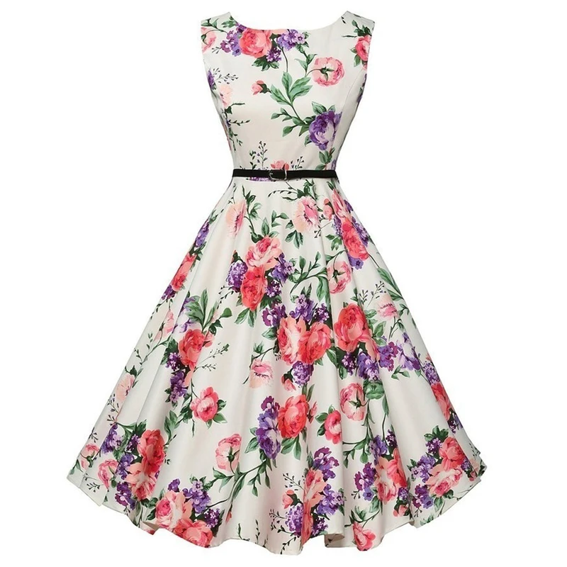 Vestidos Dress Clothing Floral Robe Retro Swing Vintage Rockabilly Dresses