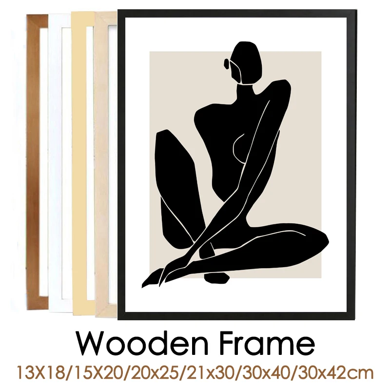 

A4 A3 Wooden Photo Frame for Picture Black/White/Walnut Wall Wood Canvas Poster Hanger 15x20cm/20x25cm/30x40cm Desktop Ornament