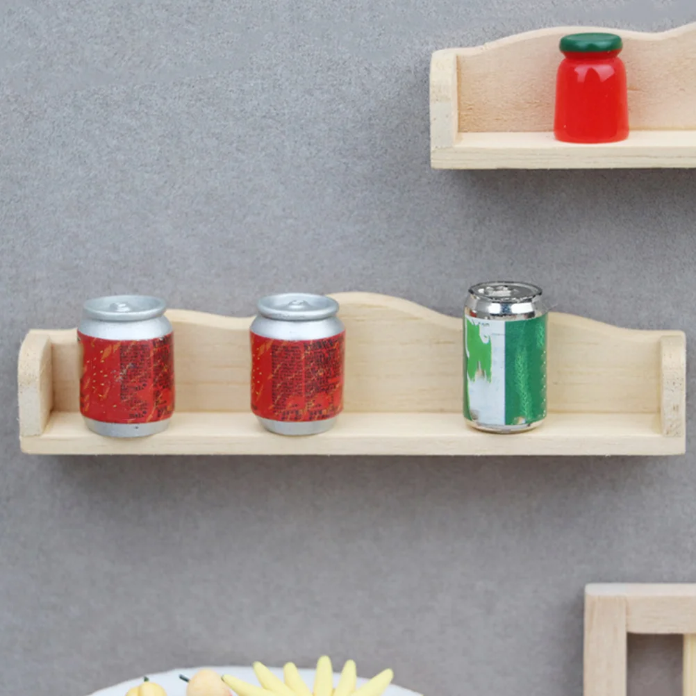 Dollhouse Floating Shelf Miniature Wall Shelf Mini House Wooden Storage Rack 1:12 Scale Wall Bracket Ledge Tiny Wooden