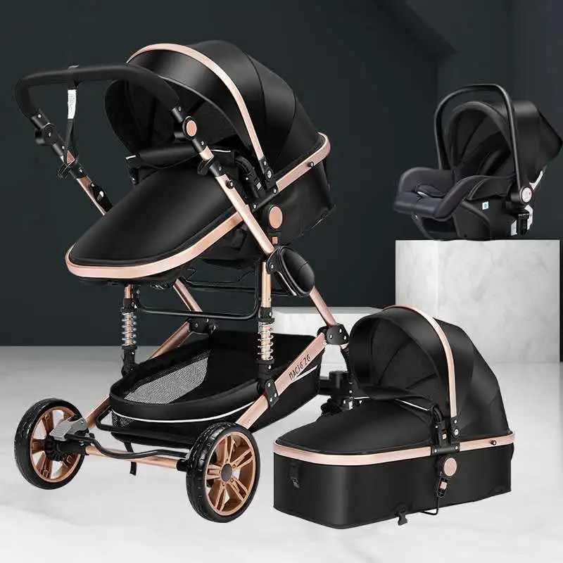 Passeggino 3 In 1 Passeggino Pieghevole A Due Lati Bambino Quattro Stagioni Kinderwagen Carrozzina Alta Paesaggio Neonato Viaggiare