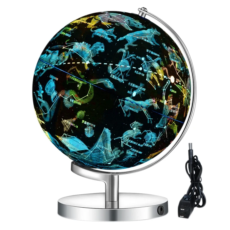 

25cm AR Luminous Constellation Globe, World Globe, LED World Map Globe with Night Light, Learning Tool,Children'S Gift A