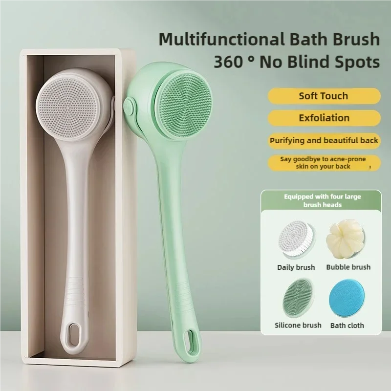 Electric Bath Brush Multi-brush Head Foldable Personal Care Cleaning Tools Toiletries Multi-function Handheld Household