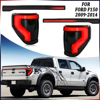 2Pcs LED Tail Lights Center Trunk Light Assembly For 2009-2014 Ford F150 Turn Signal Rear Brake Lamps Smoked Plug and Play