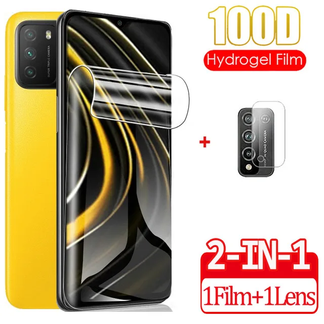 6-in-1 Hydrogel Film for Xiaomi Poco X3 Pro F3 M3 GT Screen Protectors for Redmi Note 10 9 Pro 10s 9T 9S 8T 5G Camera Lens Film 1 Hydrogel 1 Lens