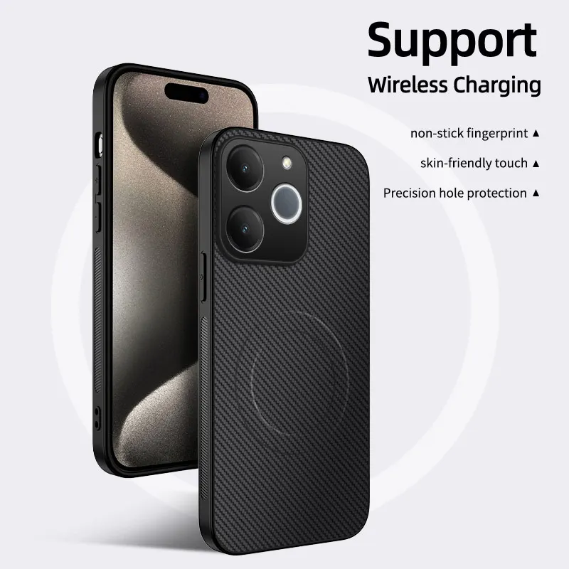 Luxury Kevlar Stripe Magnetic Magsafe Back Cover with Wireless Charging Capability
