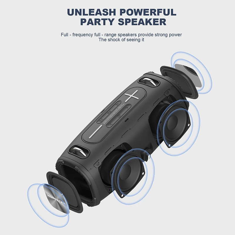 Hopestar-ポータブルBluetoothスピーカー,hifiステレオスピーカー