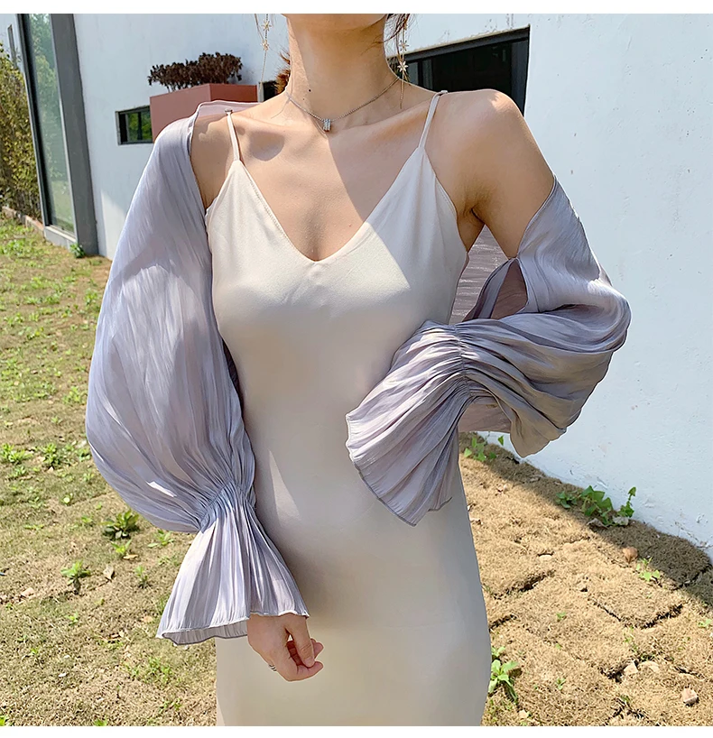 7 Colors Wedding Wrap Shawl Long Sleeve Cape For Dress Summer Shrugs Bolero Women Bridal Wedding Cover Up Jacket Femme Mariage