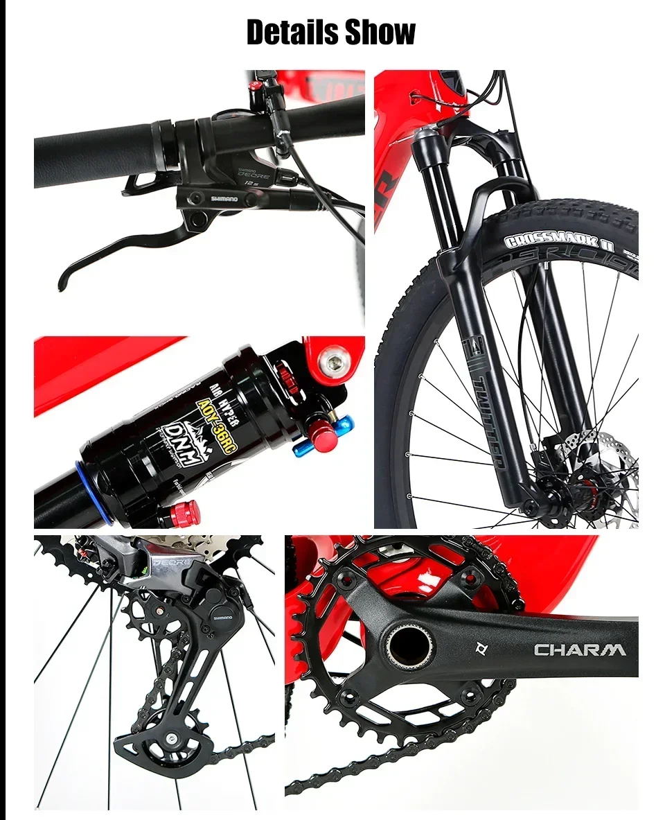 TWITTER OVERLORD 27,5/29iner WheelTop EDS-13S cambio electrónico freno de disco de aceite suspensión completa bicicleta de montaña de fibra de carbono MTB