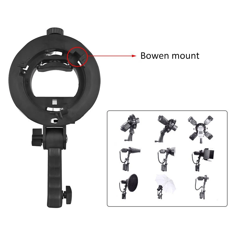 S 타입 스피드라이트 브래킷, Bowens 핸드헬드 그립 플래시 거치대 어댑터, 라이트 스탠드 소프트박스 스누트 스튜디오 스트로비용, 1 개, 2 개