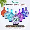 3D Fireworks Glass Air Humidifier Aroma Machine Ultrasonic Essential Oil Aroma Diffuser 4 Timer 7 LED Lights 100ml Home Use 3
