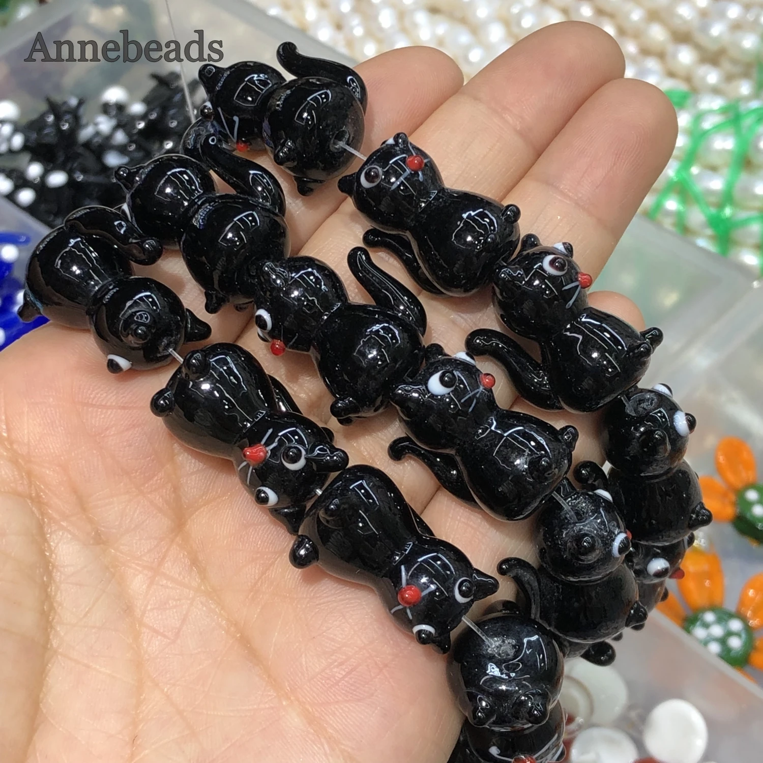 14x25mm Black Cat Handmade Lampwork Glass Beads Loose Animals Crafts Beads  For Jewelry Making DIY Bracelet Earring Necklace