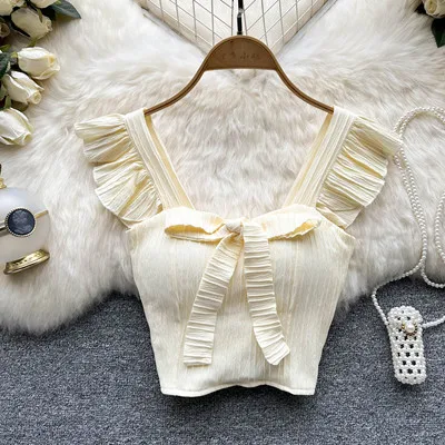 Debardeur Femme Bra Tank Top Ropa Mujer Gorset Camisoles for Women Butterfly Crop Tops Cropped Harajuku Tanks Dropshipping A-apricot