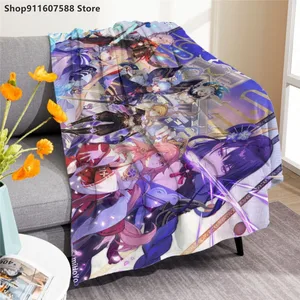 Anime Genshin Impact Game Blanket Flannel Blanket Super Soft Fleece Throw Blankets for Bedroom Couch Sofa Gift Decoration