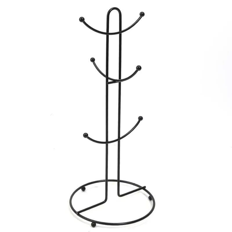 6 Cup Hooks Mug Drying Rack Punch-free Mug Holders Racks Space Saving Storage Shelves Metal for Bar Wine Glass Kitchen Tools 2
