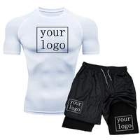 Custom Logo Men's Compression T-Shirt - Quick Dry, Elastic Summer Running & Gym Workout Shirt for Men