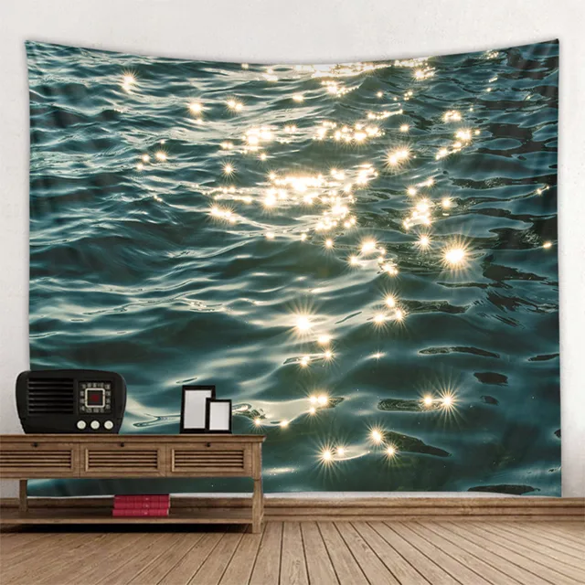 Tapisserie de mer scintillante, tissu mural suspendu, décoration murale de chambre à coucher, tapis de pique-nique en plein air, draps de plage 3