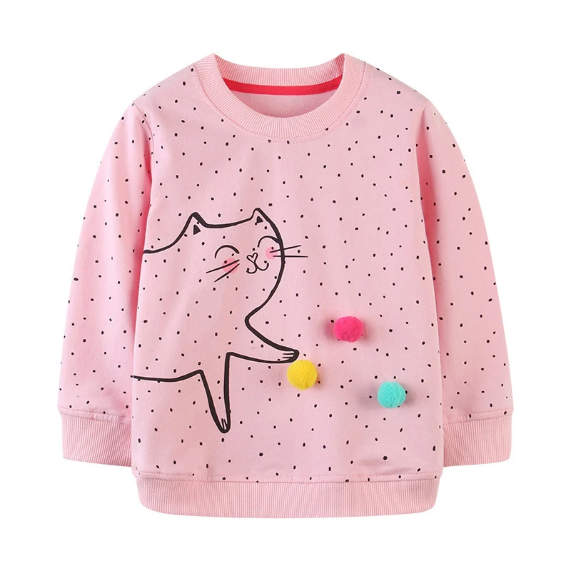 Kids Clothes Cartoon Bag Design Sweatshirt Cotton Spring and Autumn Tops Grey Shirt for Baby Girls